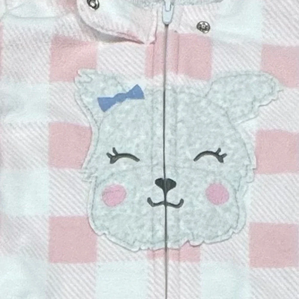 Carters Pink‎ White lamb Plaid Footie Pajamas Sleepers 24 Months